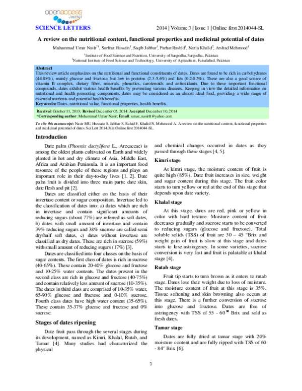 (PDF) A review on the nutritional content, functional properties and ...