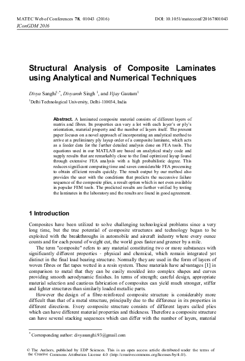 (PDF) Structural Analysis of Composite Laminates using Analytical and ...