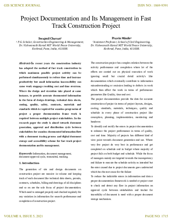 (PDF) Project Documentation and Its Management in Fast Track ...