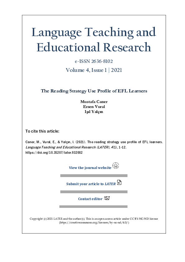 (PDF) The Reading Strategy Use Profile of EFL Learners
