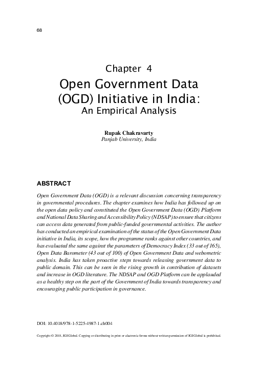 (PDF) Open Government Data (OGD) Initiative in India: An Empirical Analysis
