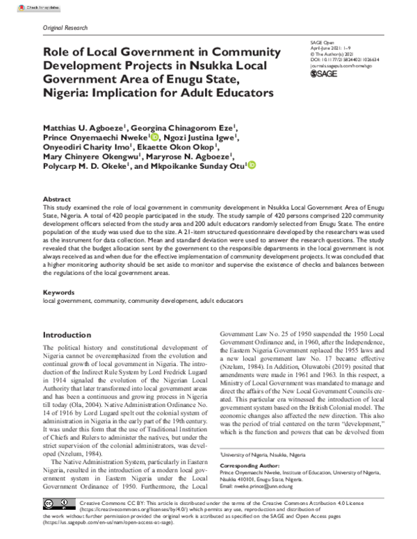 pdf-role-of-local-government-in-community-development-projects-in
