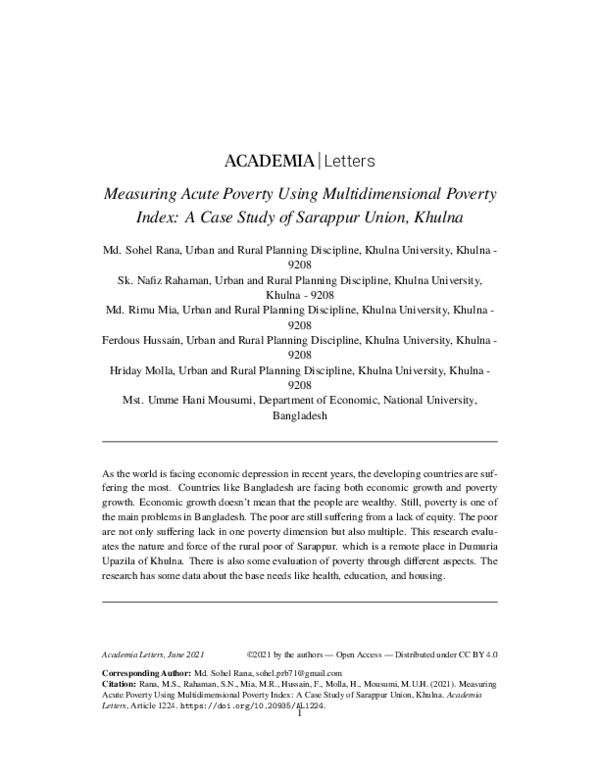 The measurement of multidimensional poverty image