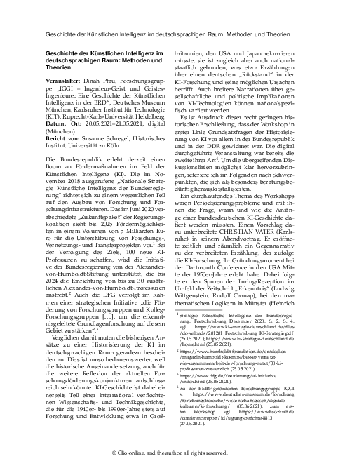 PDF) Geschichte der Knstlichen Intelligenz im deutschsprachigen Raum:  Methoden und Theorien