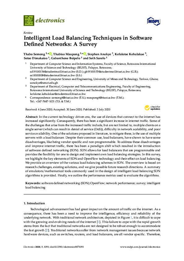 (PDF) Intelligent Load Balancing Techniques in Software Defined ...