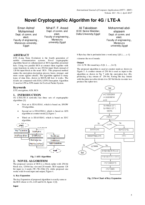 (PDF) Novel Cryptographic Algorithm for 4G / LTE-A