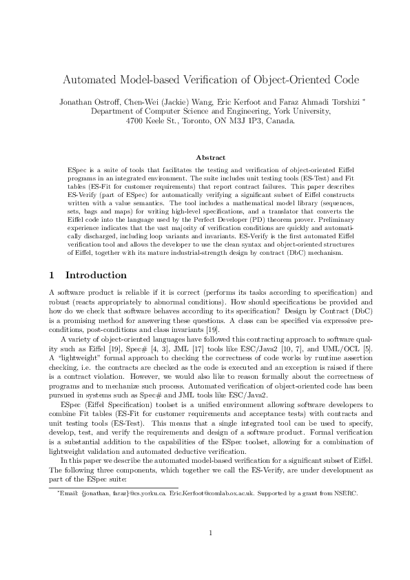 (PDF) Automated Model-based Veriflcation of Object-Oriented Code