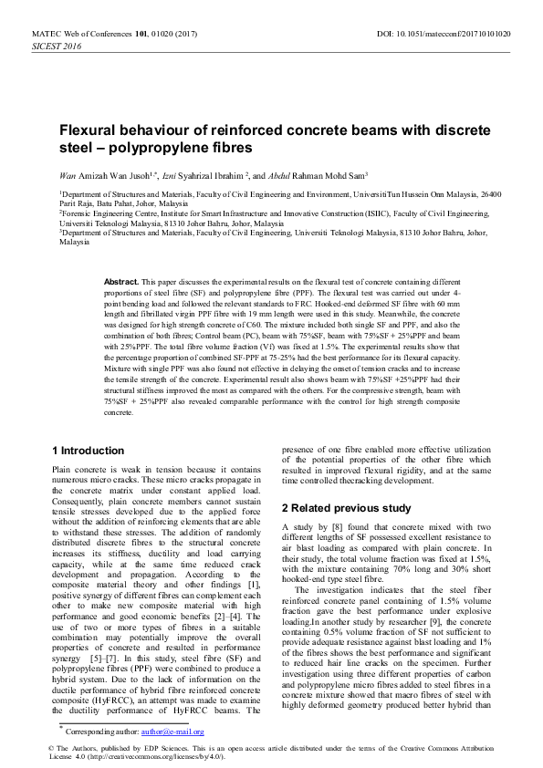 (PDF) FLEXURAL BEHAVIOUR OF REINFORCED CONCRETE BEAMS HAVING transverse ...