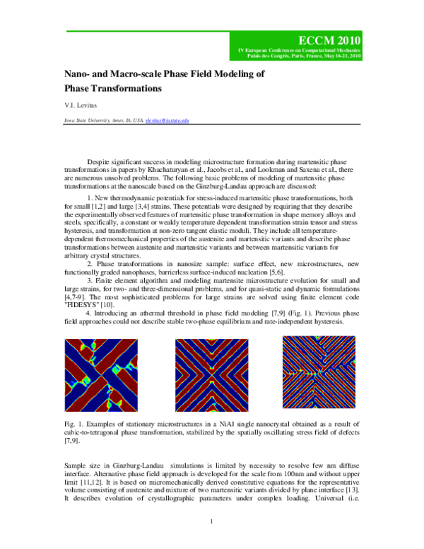 (PDF) Nano-and Macro-scale Phase Field Modeling of Phase Transformations