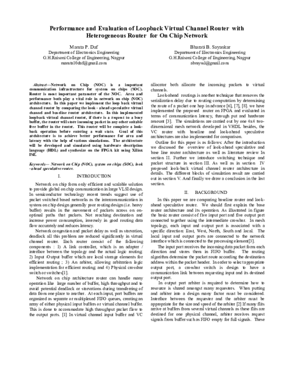 (PDF) Performance and Evaluation of Loopback Virtual Channel Router ...