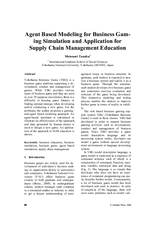 (PDF) Agent Based Modeling for Business Gaming Simulation and