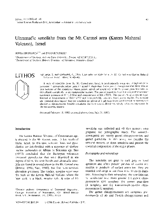 (PDF) Ultramafic xenoliths from the Mt. Carmel area (Karem Maharal ...