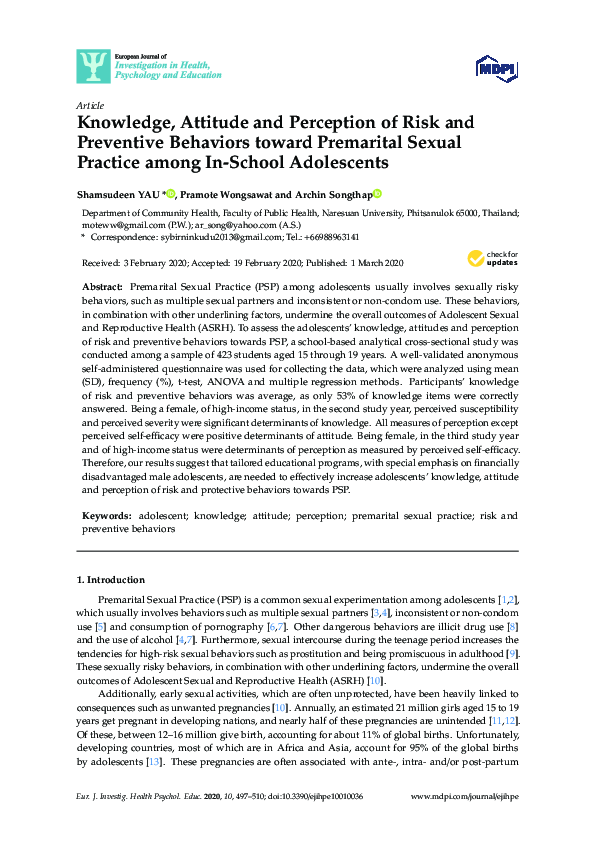 (PDF) Knowledge, Attitude and Perception of Risk and Preventive ...