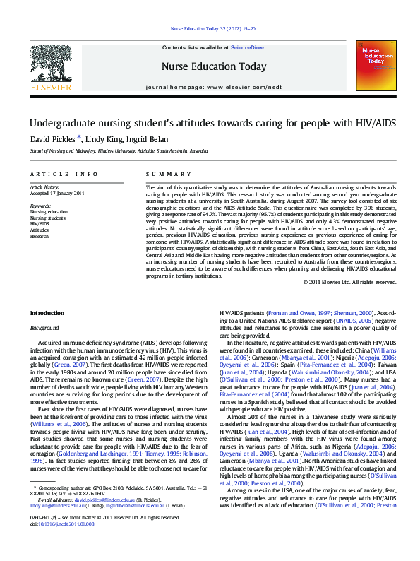 (PDF) Undergraduate nursing student's attitudes towards caring for ...
