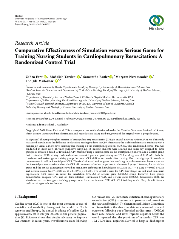(PDF) Comparative Effectiveness of Simulation versus Serious Game for ...
