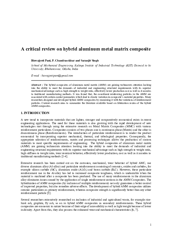 (DOC) A critical review on hybrid aluminum metal matrix composite