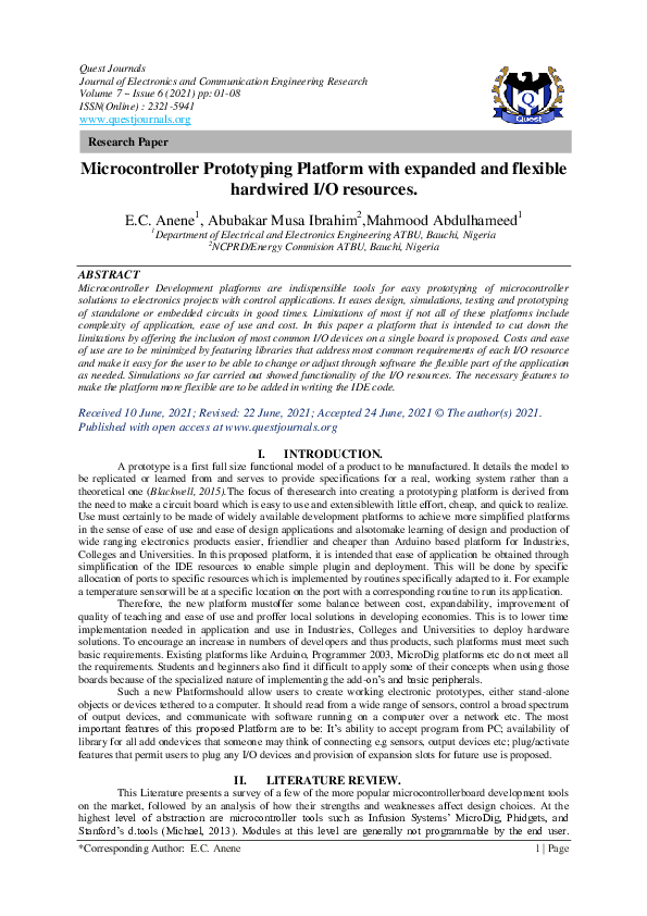 (PDF) Microcontroller Prototyping Platform with expanded and flexible ...