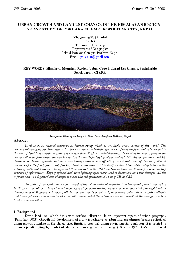 (PDF) Urban Growth and Land Use Change in the Himalayan Region: A Case ...