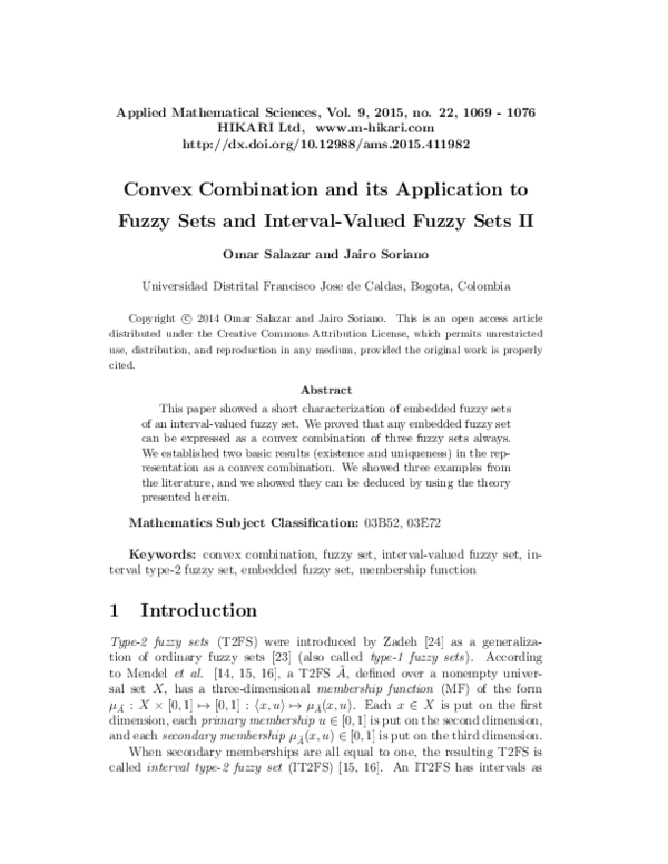 (PDF) Convex combination and its application to fuzzy sets and interval ...