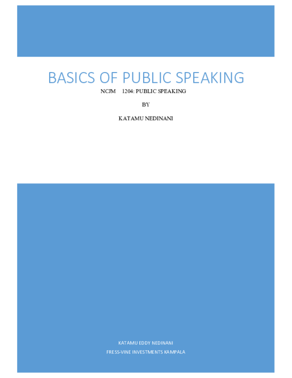 (PDF) PUBLIC SPEAKING FOR CERTIFICATE CLASS Notes