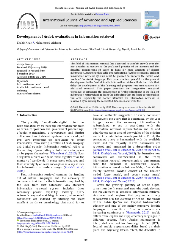 (PDF) Development of Arabic evaluations in information retrieval