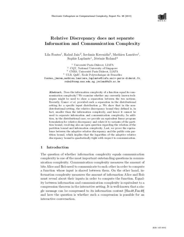 (PDF) Relative Discrepancy Does not Separate Information and ...