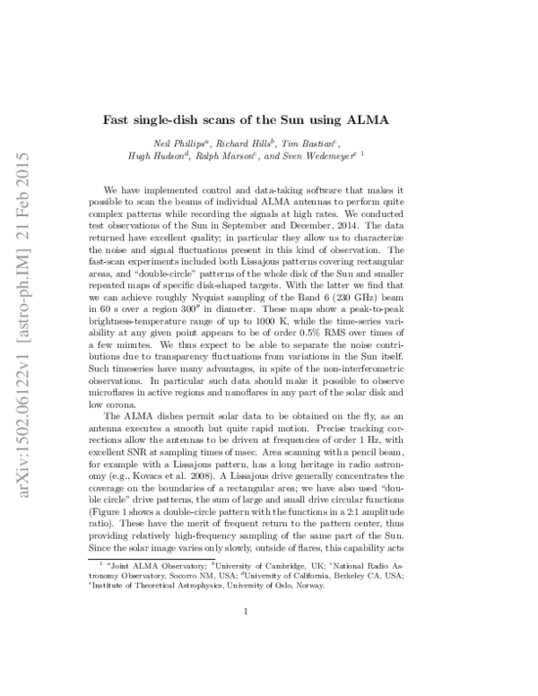 First page of “Fast single-dish scans of the Sun using ALMA”