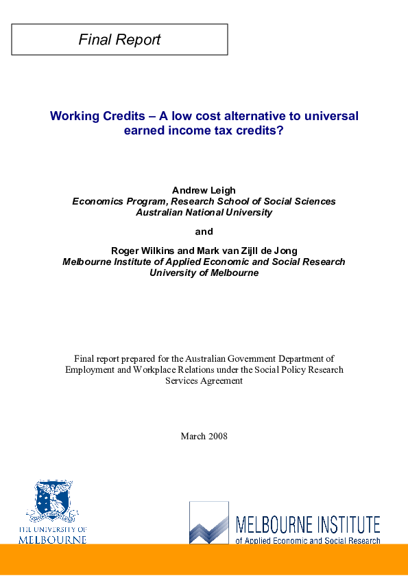(PDF) Working Credits–A low cost alternative to universal earned income ...
