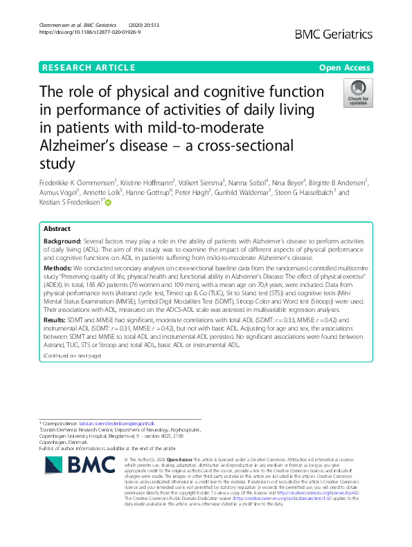 (PDF) The role of physical and cognitive function in performance of ...