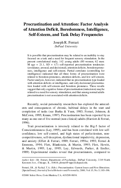 (PDF) Procrastination and attention: Factor analysis of attention ...