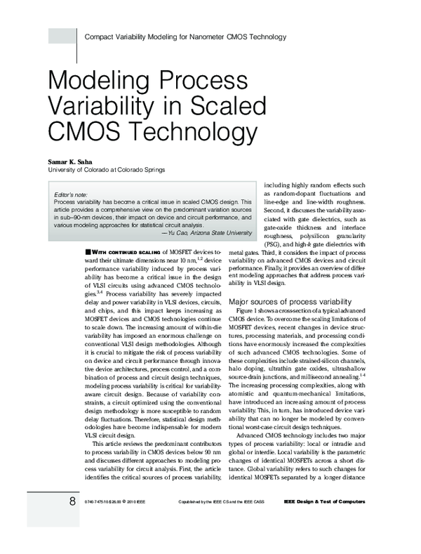 (PDF) Modeling Process Variability in Scaled CMOS Technology