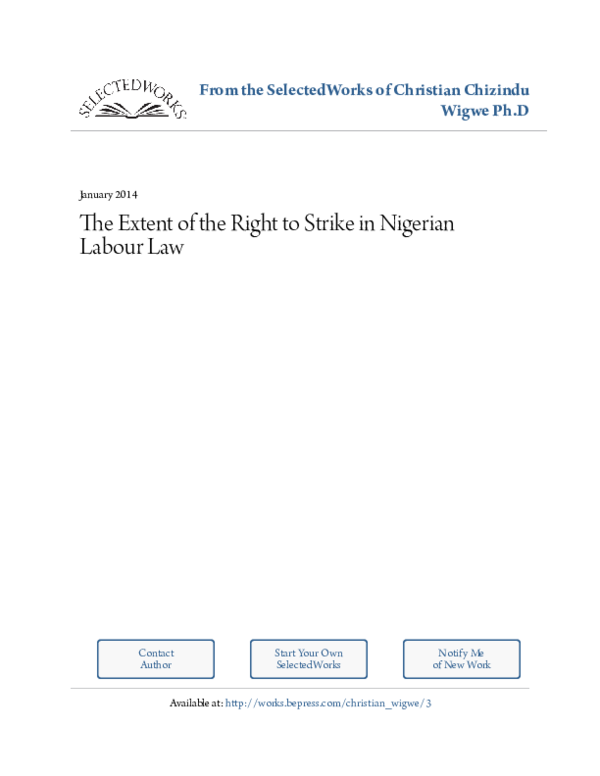 (PDF) The Extent of the Right to Strike in Nigerian Labour Law