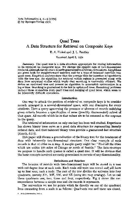 (PDF) Quad trees a data structure for retrieval on composite keys