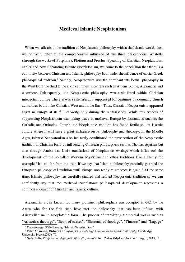 Neoplatonism And Islamic Thought, Edited By Parviz Morewedge