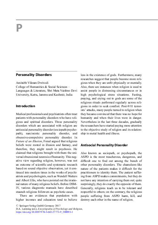 (PDF) Personality Disorders