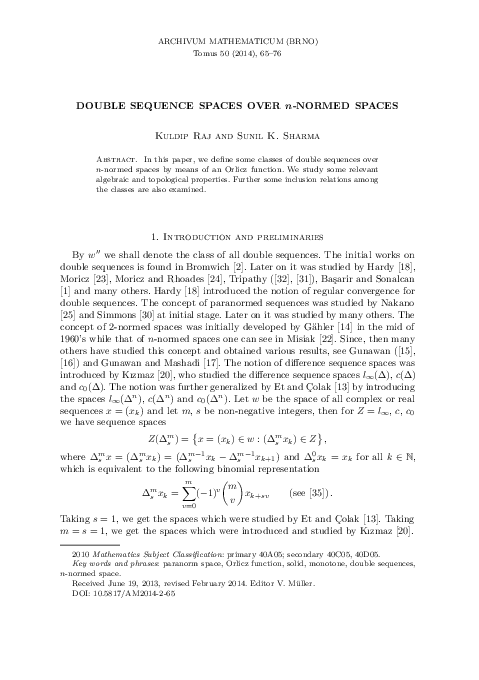 (PDF) Double sequence spaces over $n$-normed spaces