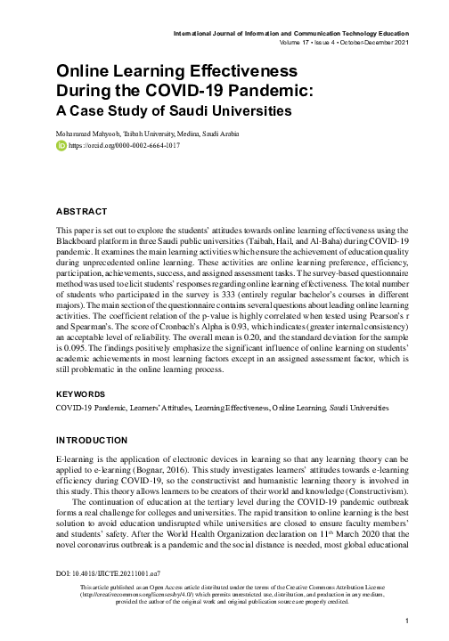 (PDF) Online Learning Effectiveness During the COVID-19 Pandemic: A ...