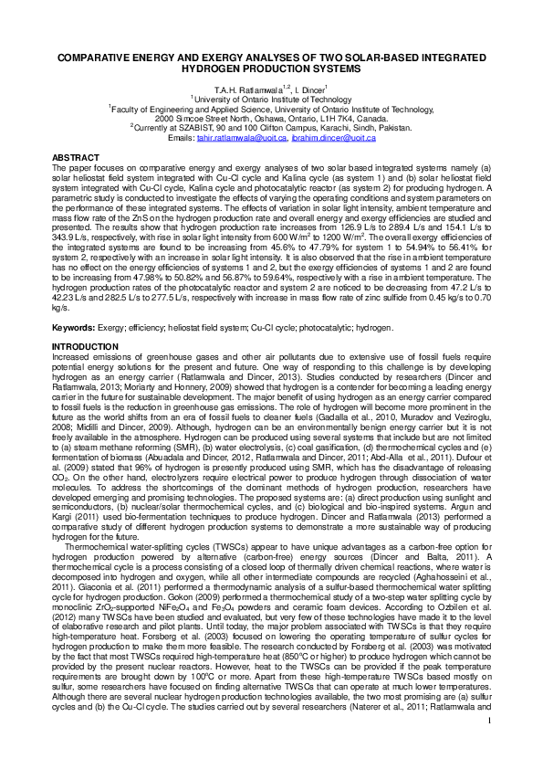 (PDF) Comparative energy and exergy analyses of two solar-based ...