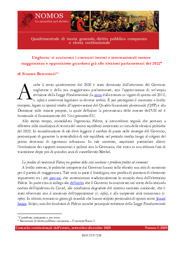 (PDF) Ungheria si acuiscono i contrasti interni e internazionali