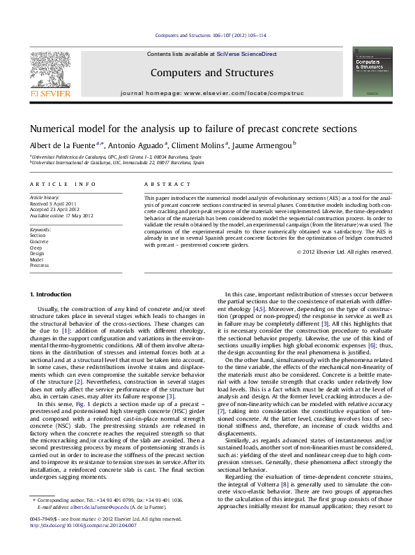 (PDF) Numerical model for the analysis up to failure of precast ...