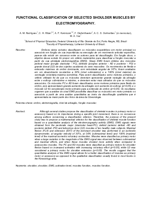 (PDF) Functional Classification of Selected Shoulder Muscles by ...