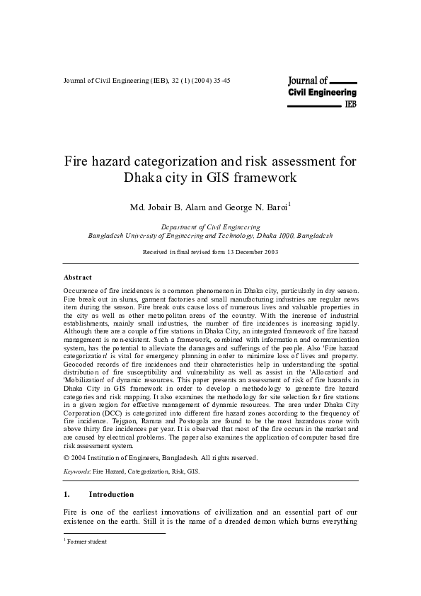 (PDF) Fire Hazard Categorization and Risk Assessment for Dhaka City
