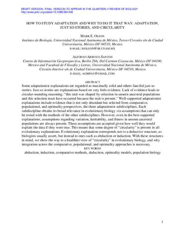 (PDF) How to Study Adaptation (and Why To Do It That Way)