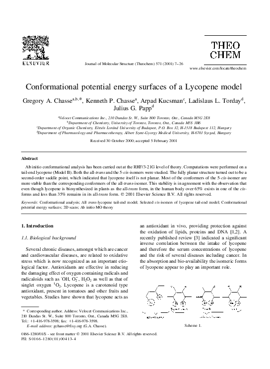 (PDF) Conformational potential energy surfaces of a Lycopene model