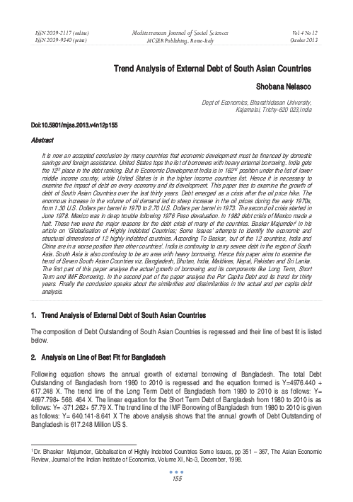 (PDF) Trend Analysis of External Debt of South Asian Countries