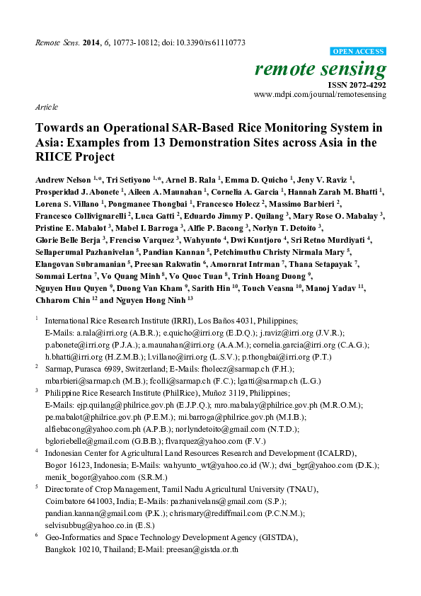 (PDF) Towards an Operational SAR-Based Rice Monitoring System in Asia ...