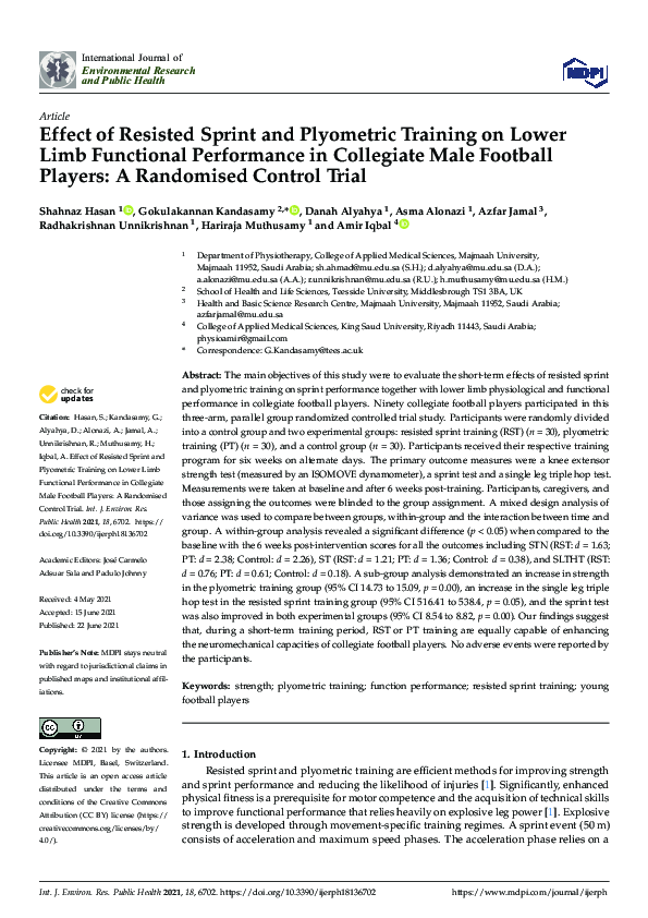 (PDF) Effect of Resisted Sprint and Plyometric Training on Lower Limb ...