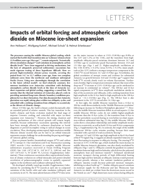 (PDF) Impacts of orbital forcing and atmospheric carbon dioxide on ...