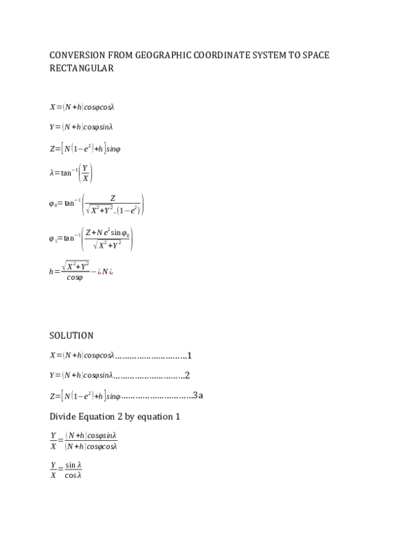 (DOC) CONVERSION FROM GEOGRAPHIC COORDINATE SYSTEM TO SPACE RECTANGULA ...
