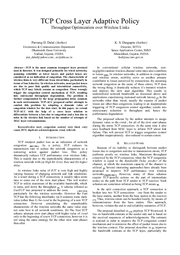 (PDF) TCP cross layer adaptive policy: Throughput optimization over ...
